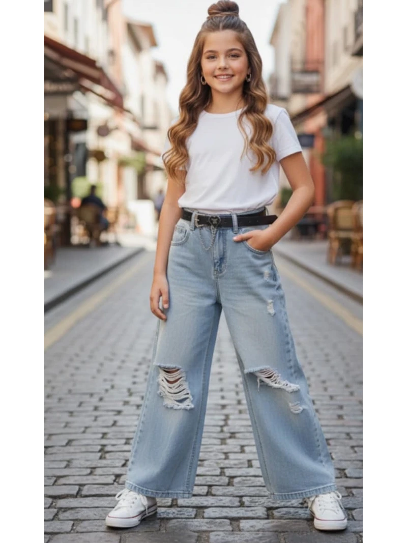 Dievčenské rifle s opaskom