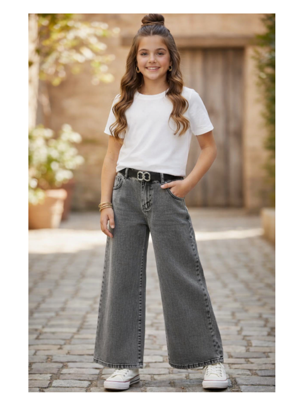 Dievčenské rifle s opaskom