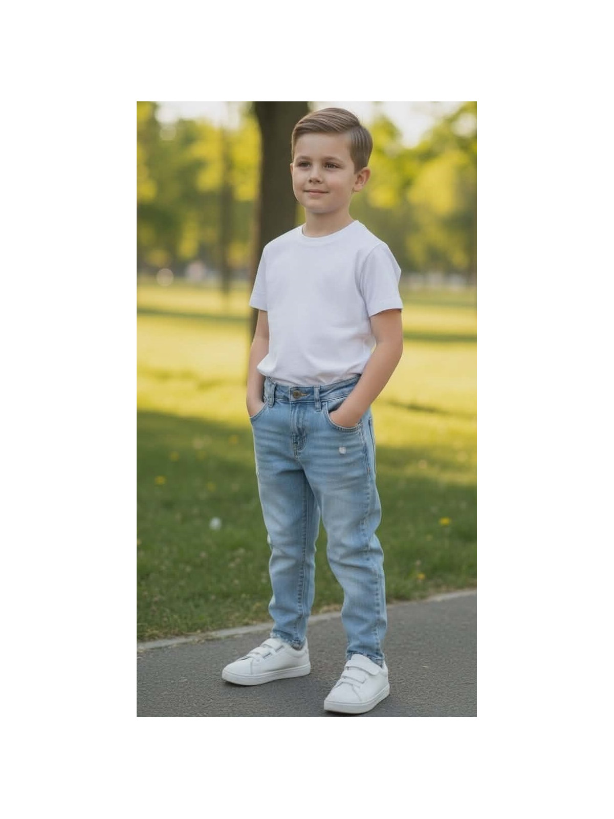 Chlapčenské rifle mierne trhané