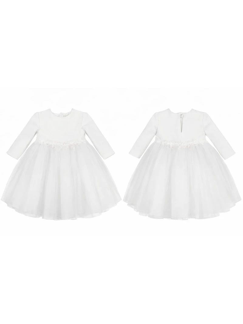 Dievčenské biele spoločenské šaty s tylovou sukničkou