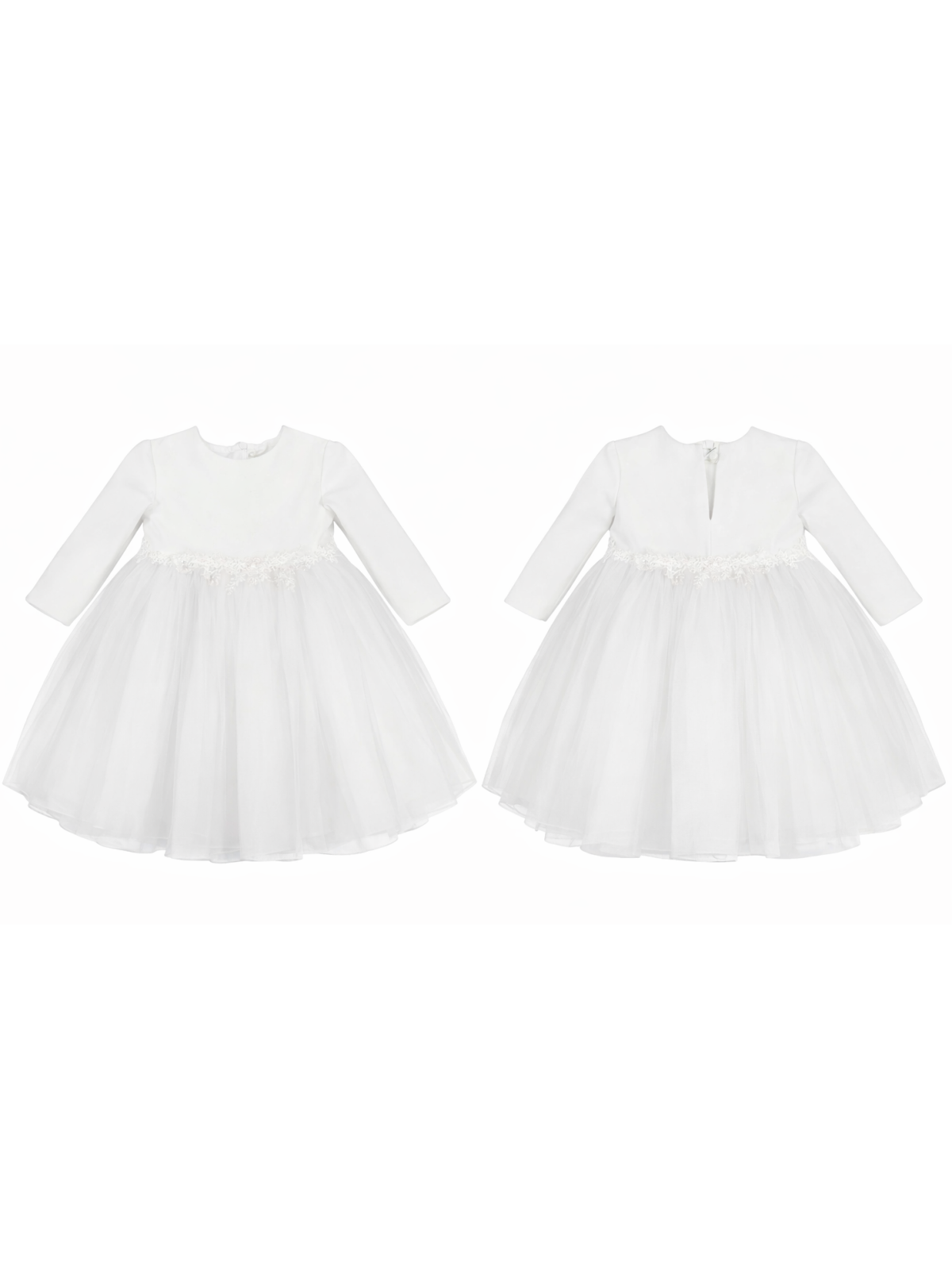 Dievčenské biele spoločenské šaty s tylovou sukničkou