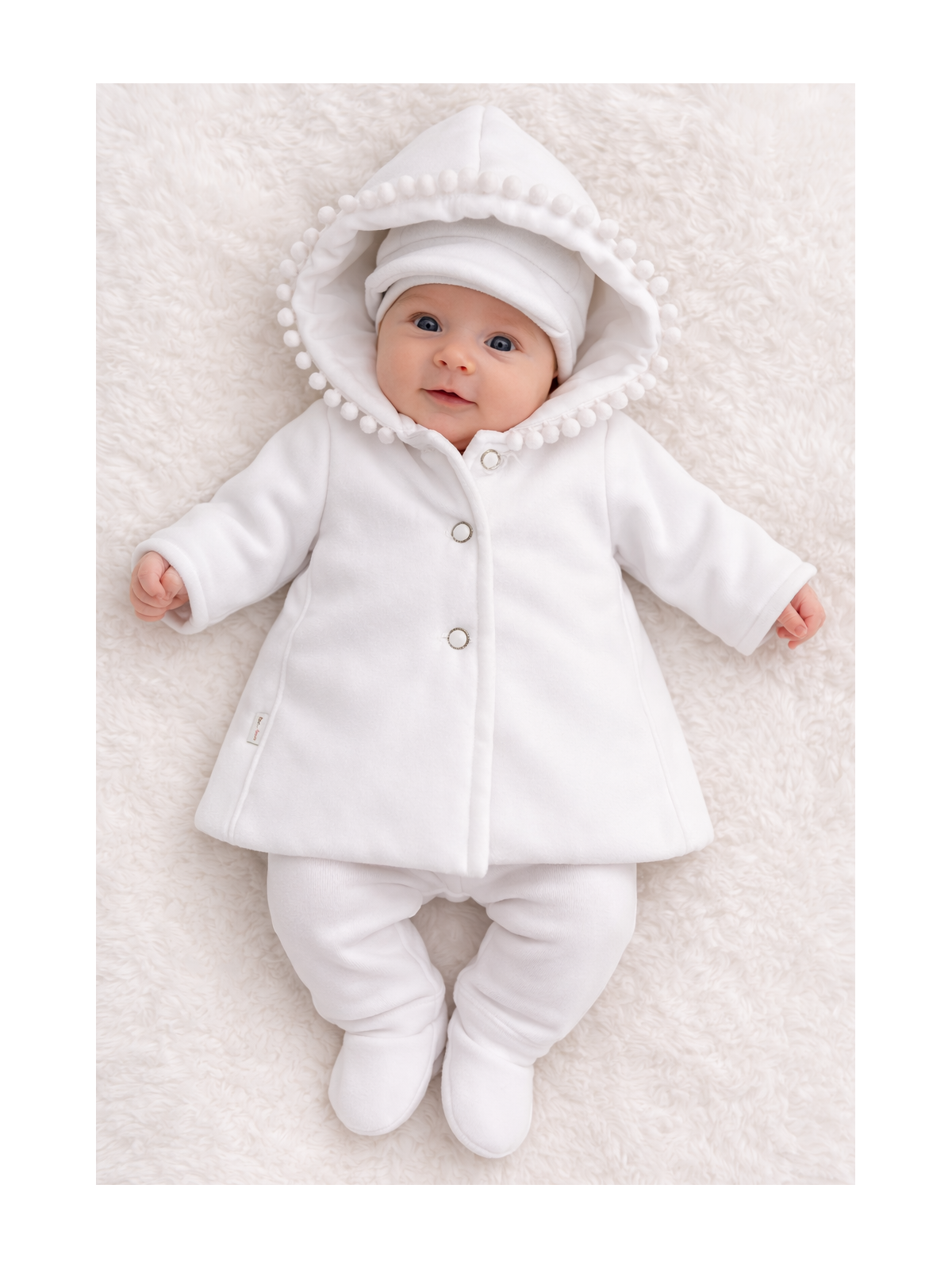 Spoločenský kabátik na gombíky s čiapočkou