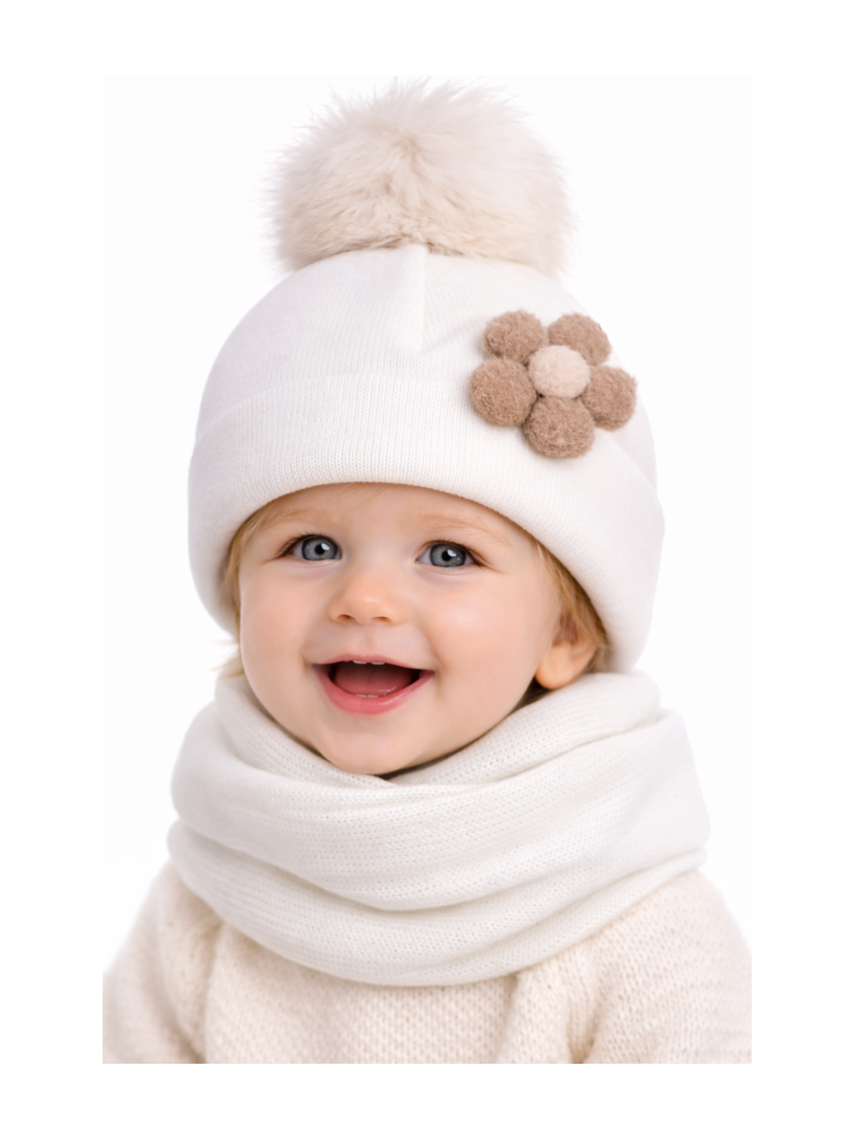 Dievčenská  čiapka zateplená so šálom dve farby