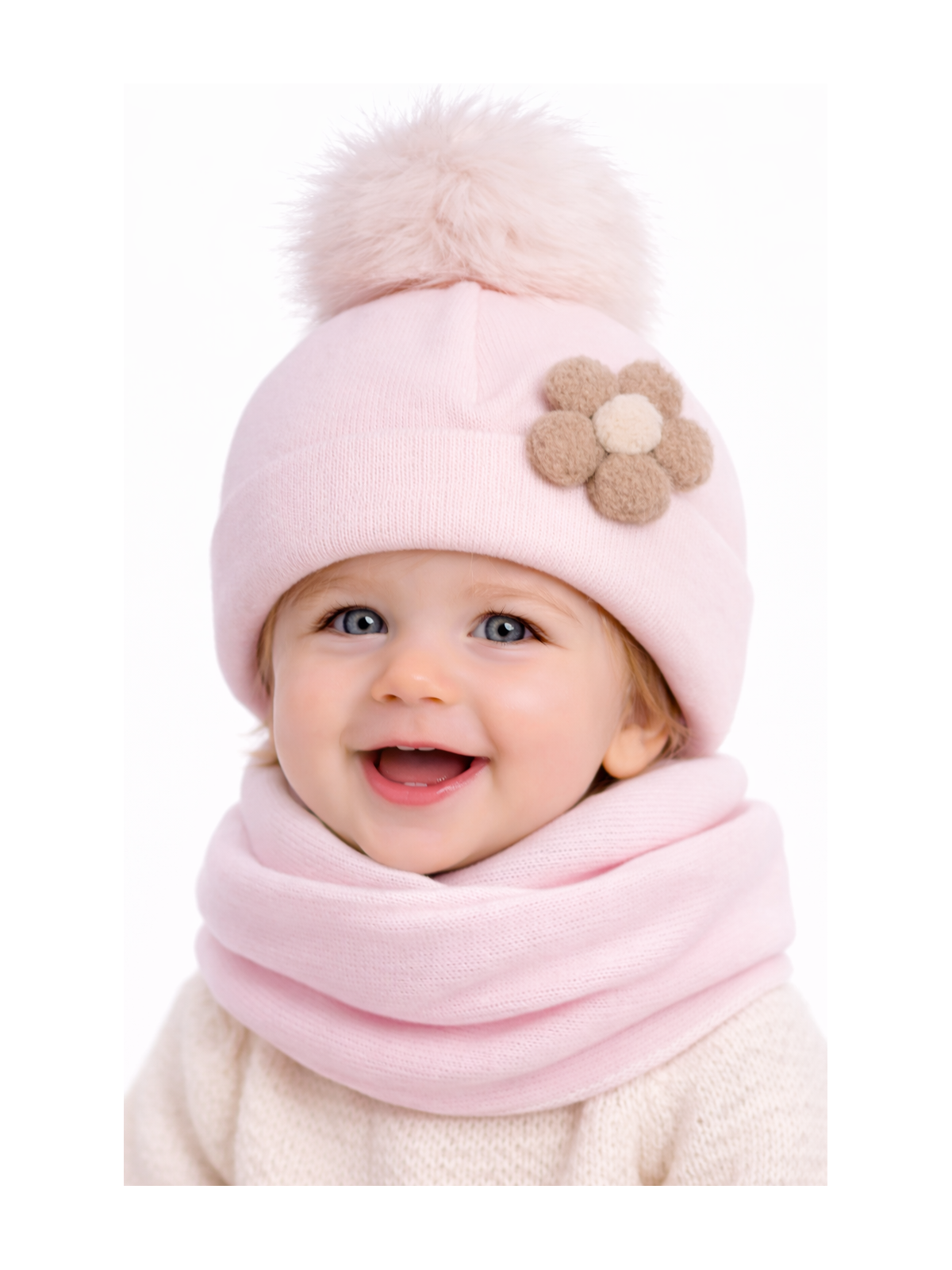 Dievčenská  čiapka zateplená so šálom dve farby