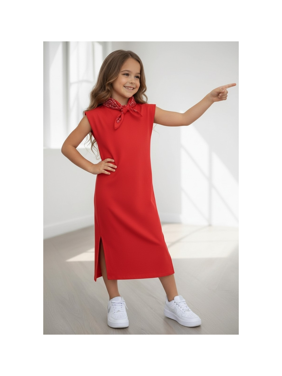 Dievčenské šaty so šatkou 2farby