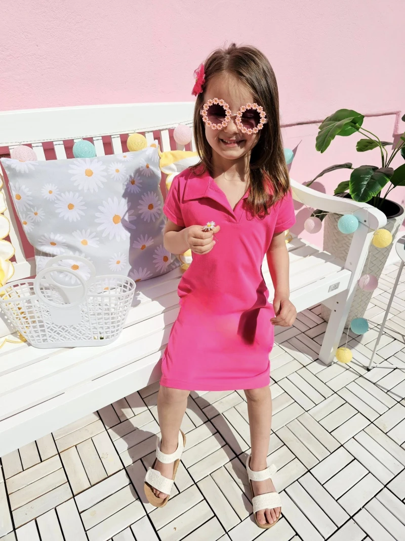 Dievčenské šaty vzadu s potlačou 2 farby