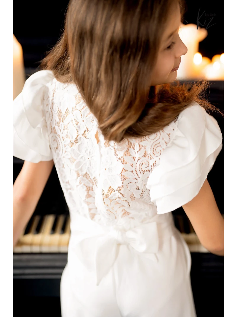 Dievčenský slávnostný overal s čipkou