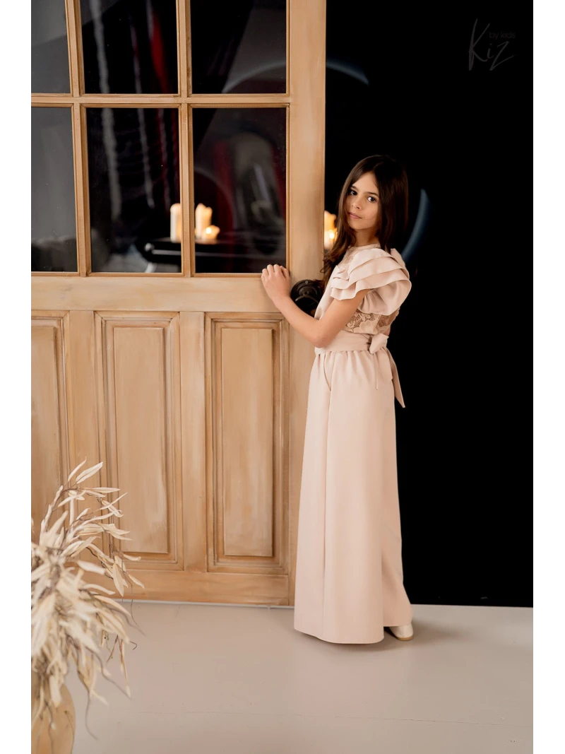 Dievčenský slávnostný overal s čipkou