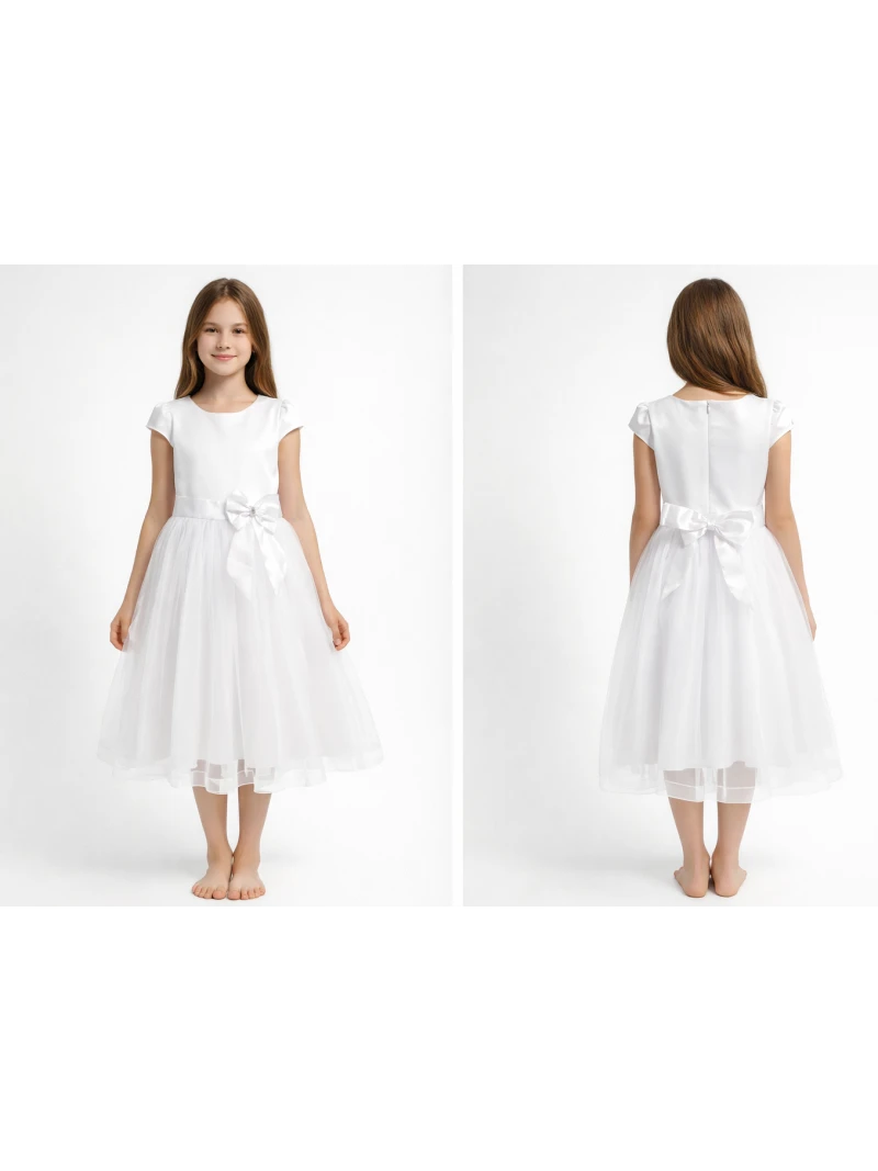 Dievčenské spoločenské šaty s mašľou