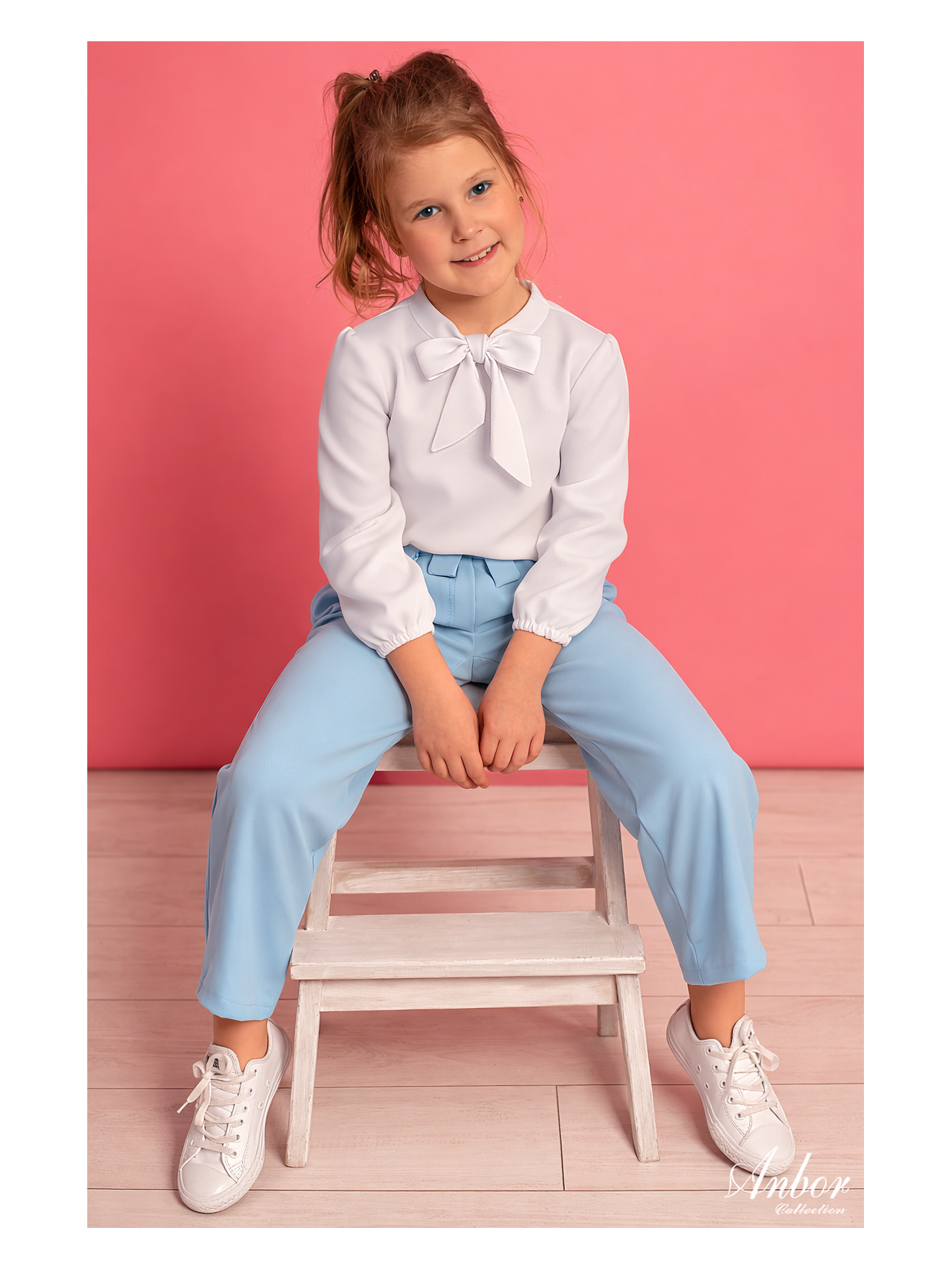 Dievčenská blúzka s viazaním na mašľu