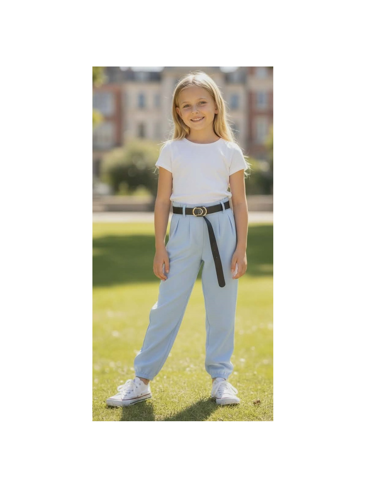 Dievčenské nohavice s opaskom 2 farby