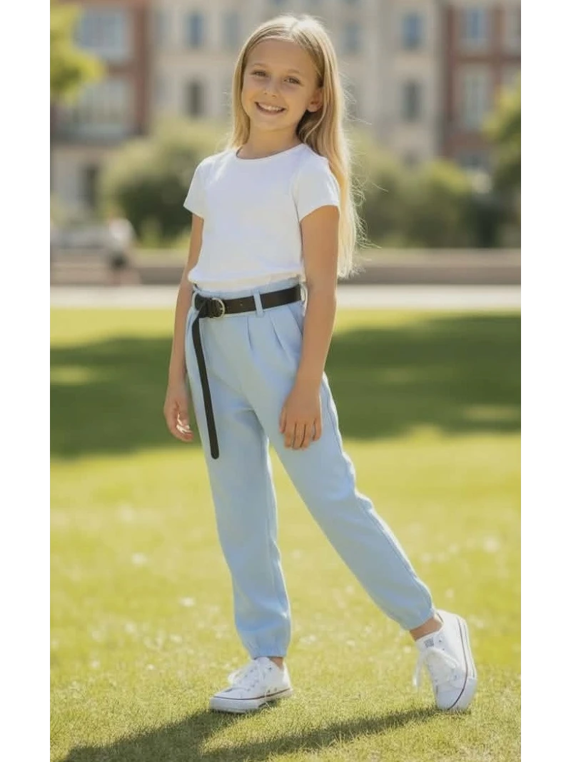 Dievčenské nohavice s opaskom 2 farby