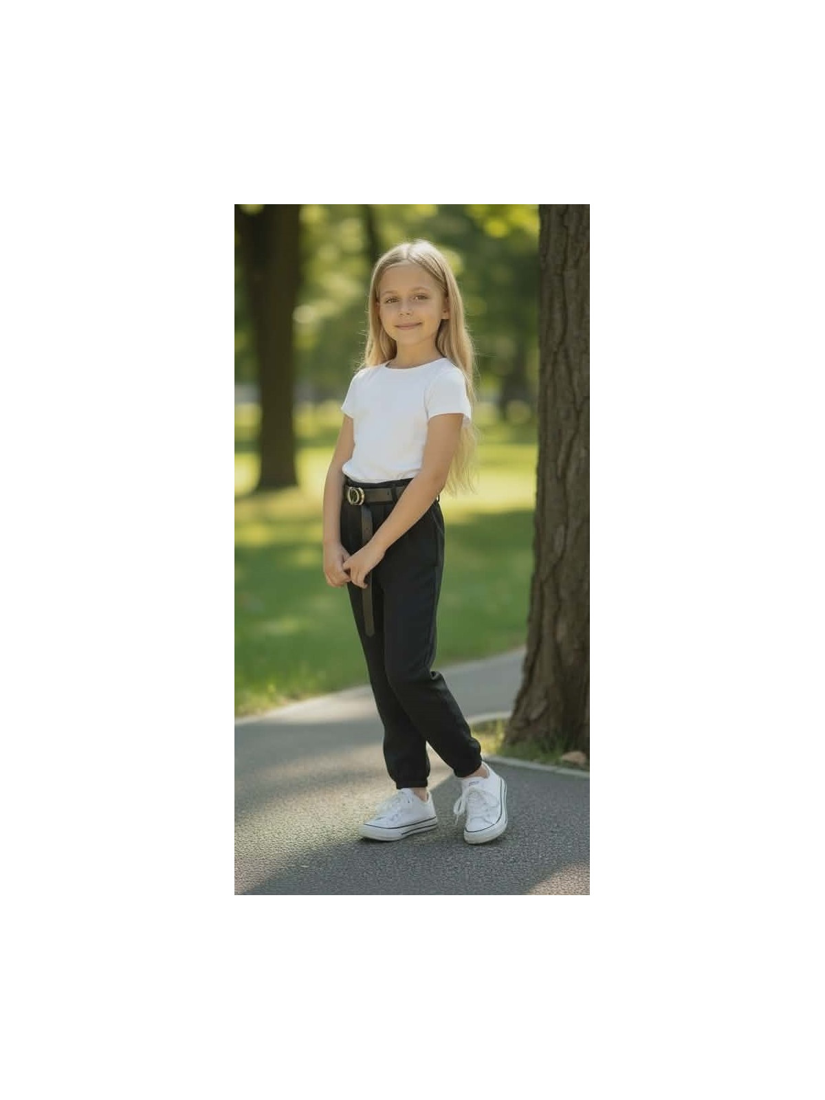 Dievčenské nohavice s opaskom 2 farby