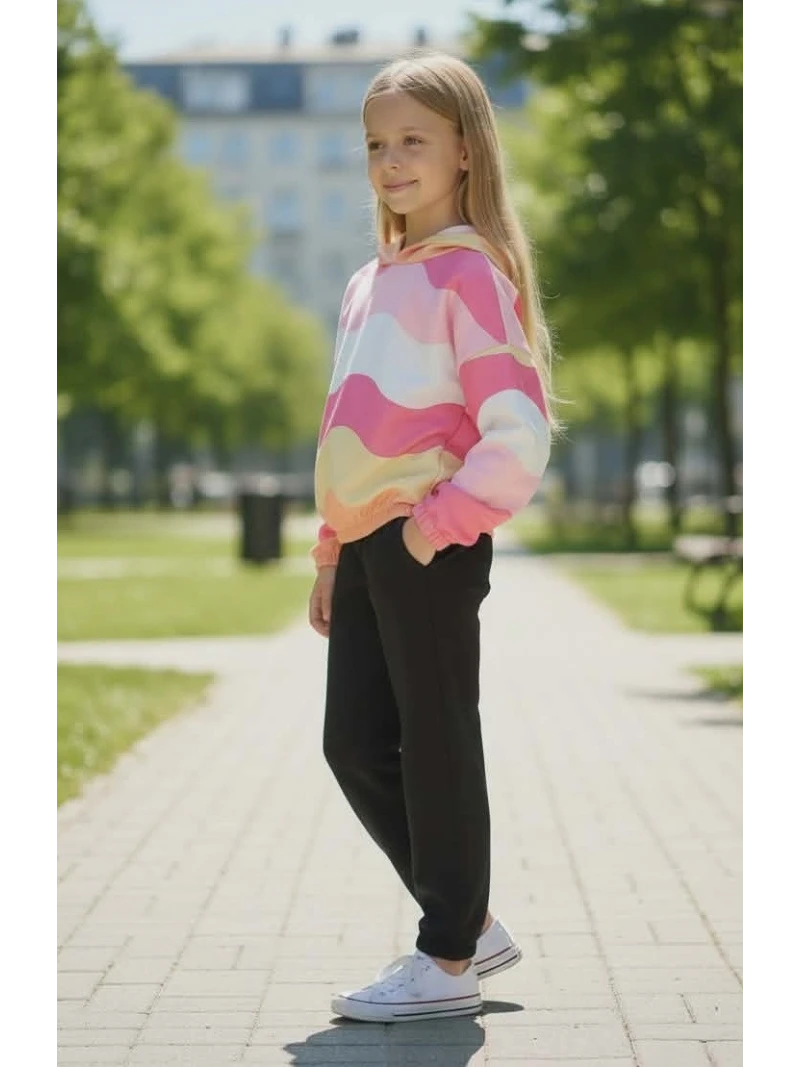 Dievčenská farebná mikina s kapucňou