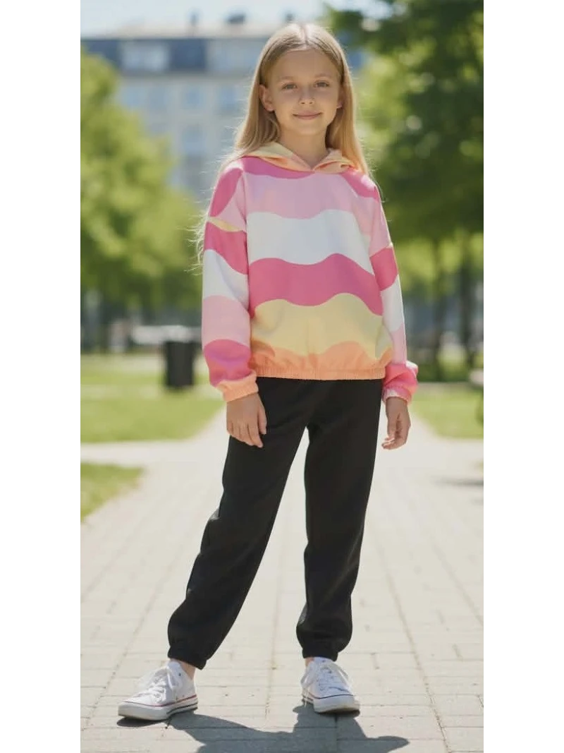 Dievčenská farebná mikina s kapucňou