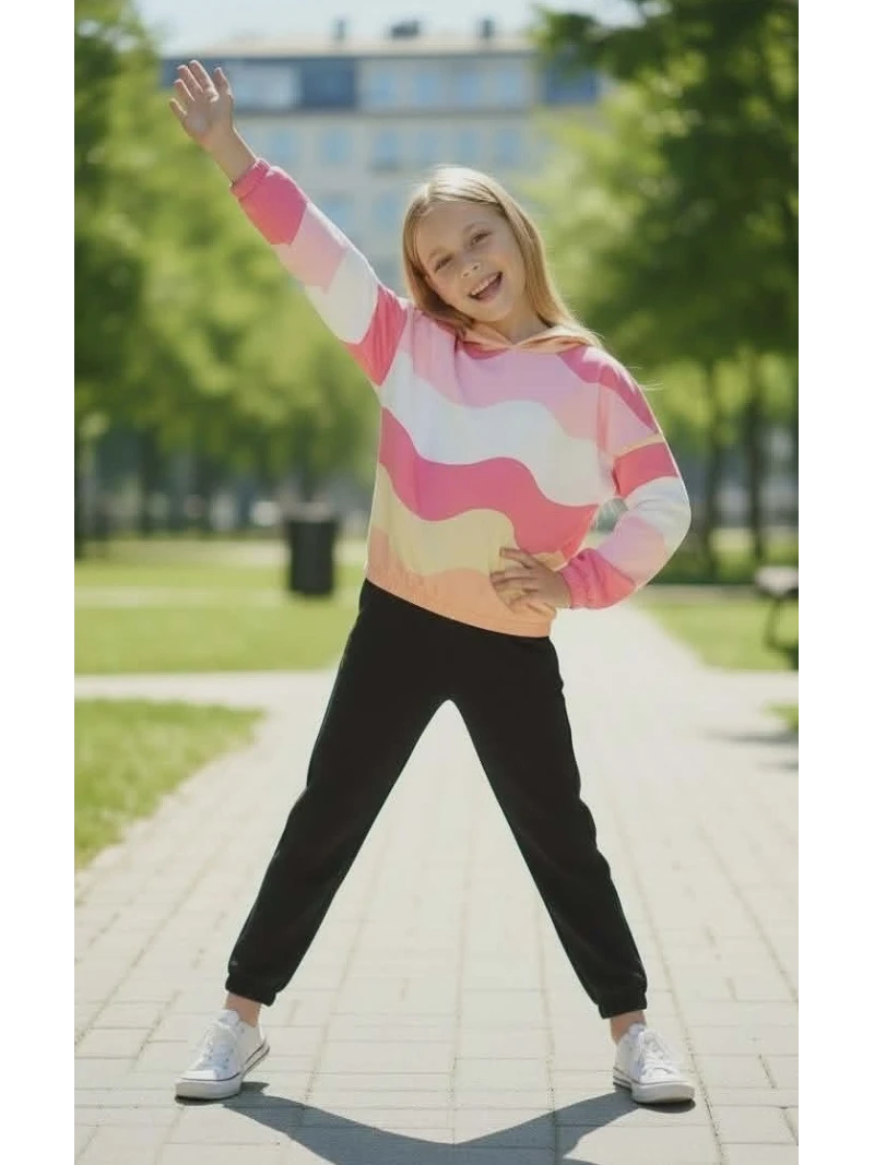 Dievčenská farebná mikina s kapucňou