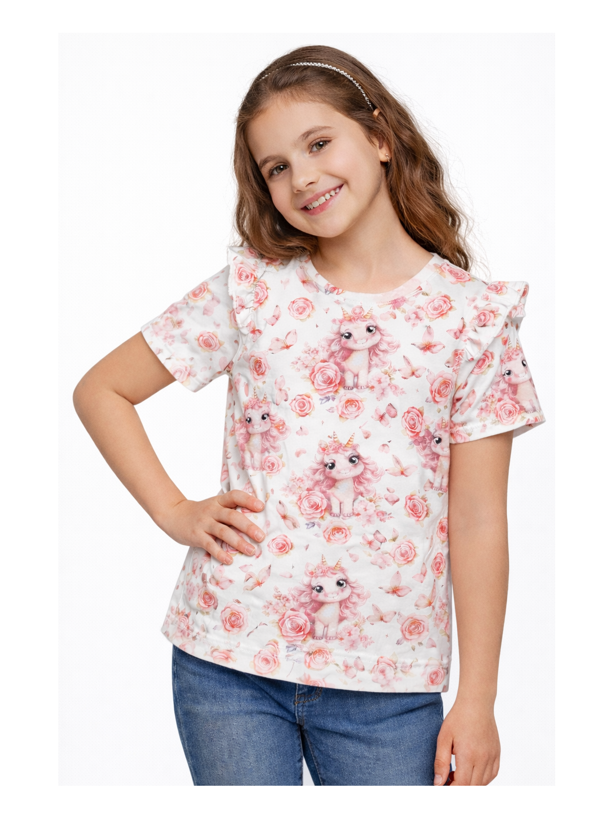 Dievčenské letné tričko s potlačou jednorožca