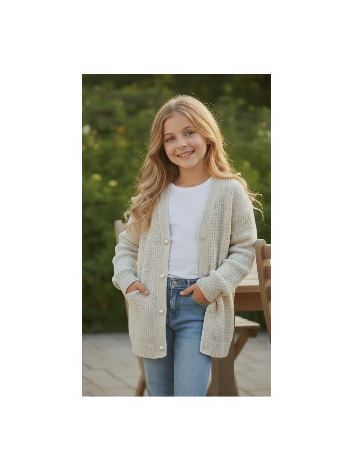 Dievčenský sveter na gombíky 2 farby