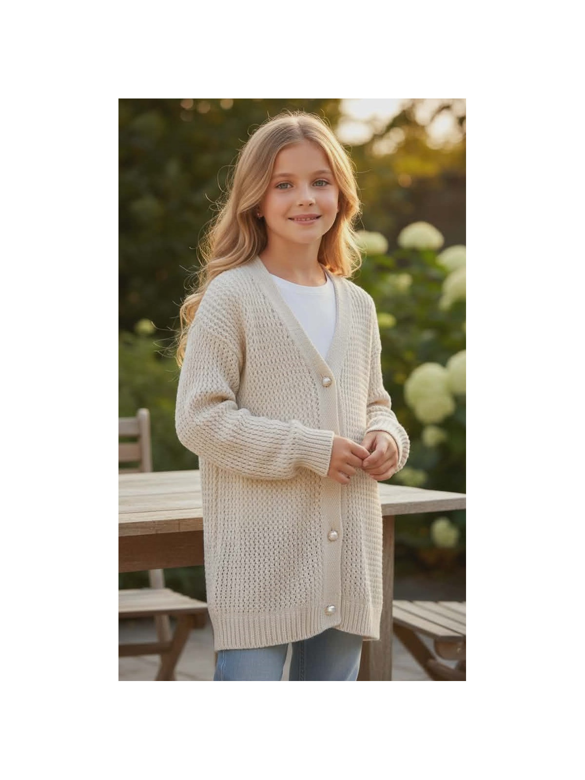 Dievčenský sveter na gombíky 2 farby