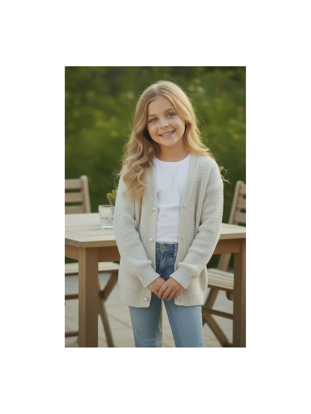 Dievčenský sveter na gombíky 2 farby