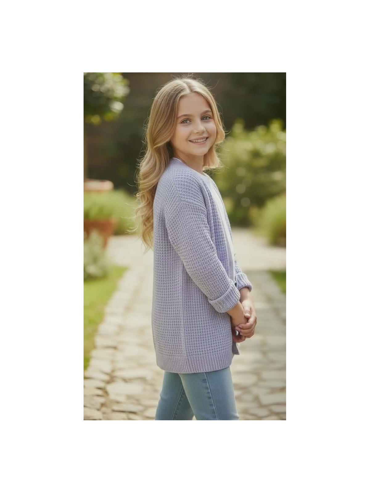 Dievčenský sveter na gombíky 2 farby