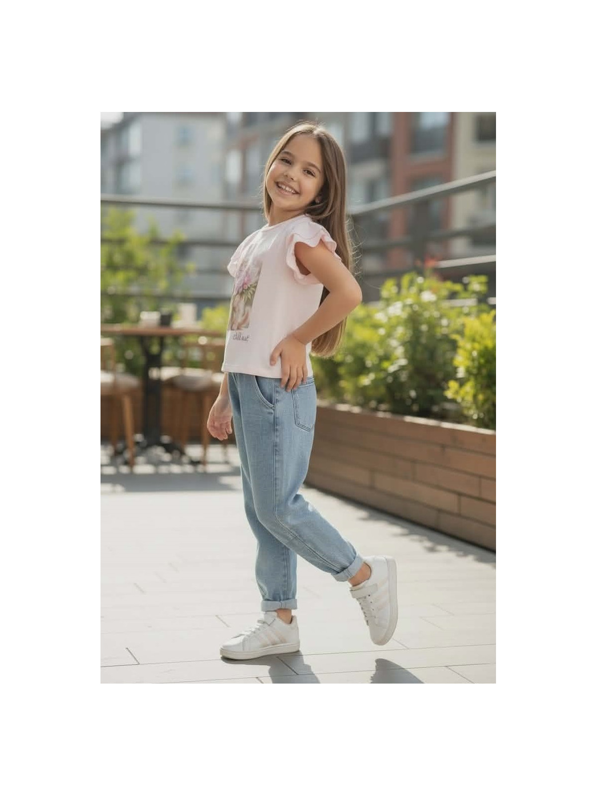 Dievčenské tričko s potlačou a zirkónmi Chill Out