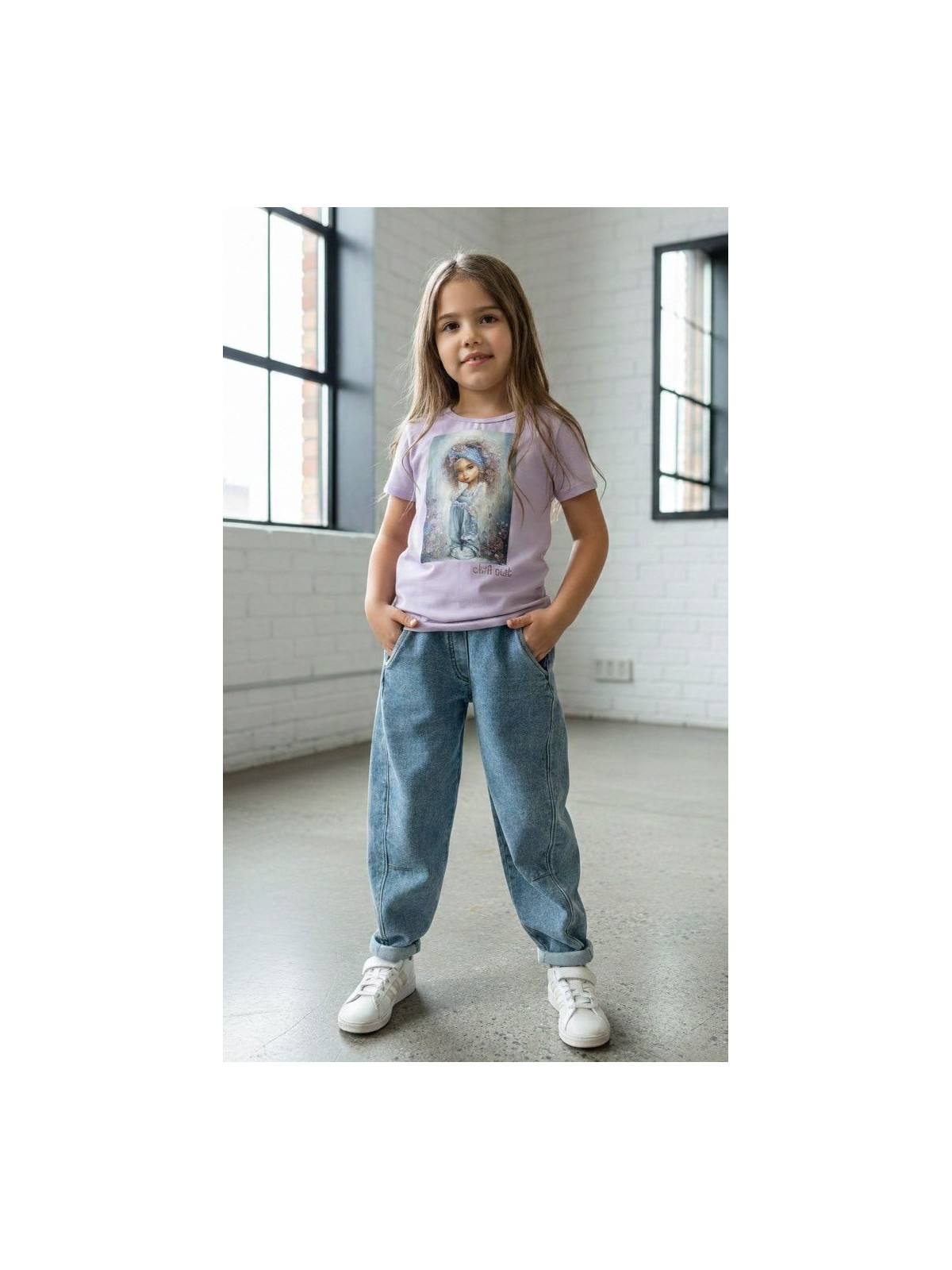 Dievčenské tričko s potlačou a zirkónmi Chill Out
