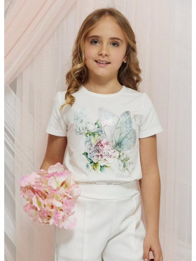 Dievčenské tričko s potlačou a zirkónmi Chill Out