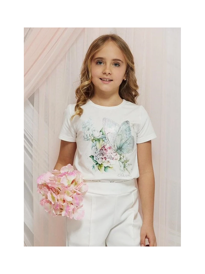 Dievčenské tričko s potlačou a zirkónmi Chill Out