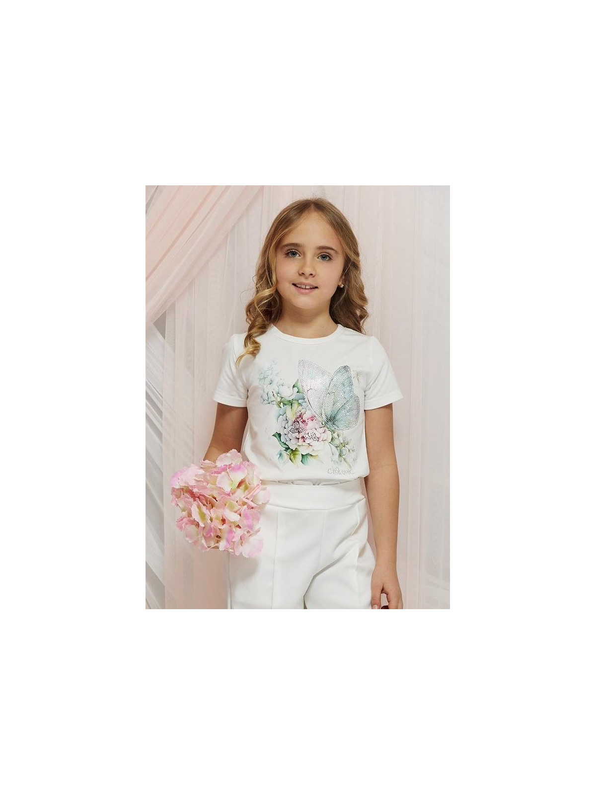 Dievčenské tričko s potlačou a zirkónmi Chill Out