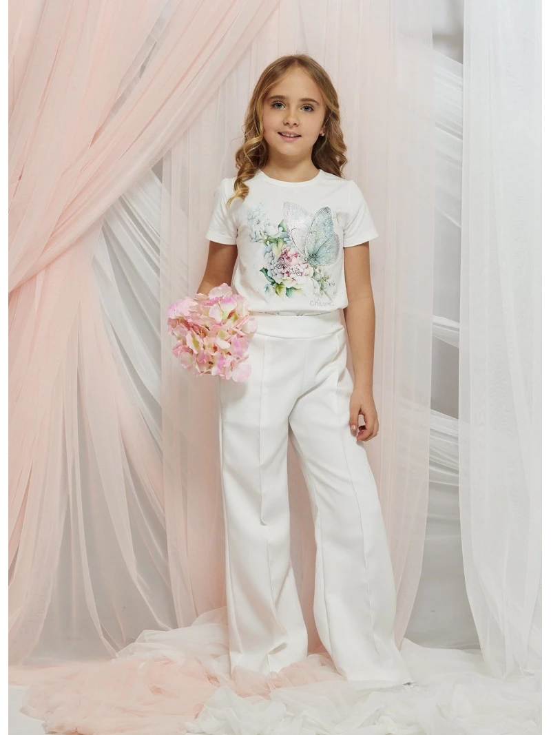 Dievčenské tričko s potlačou a zirkónmi Chill Out