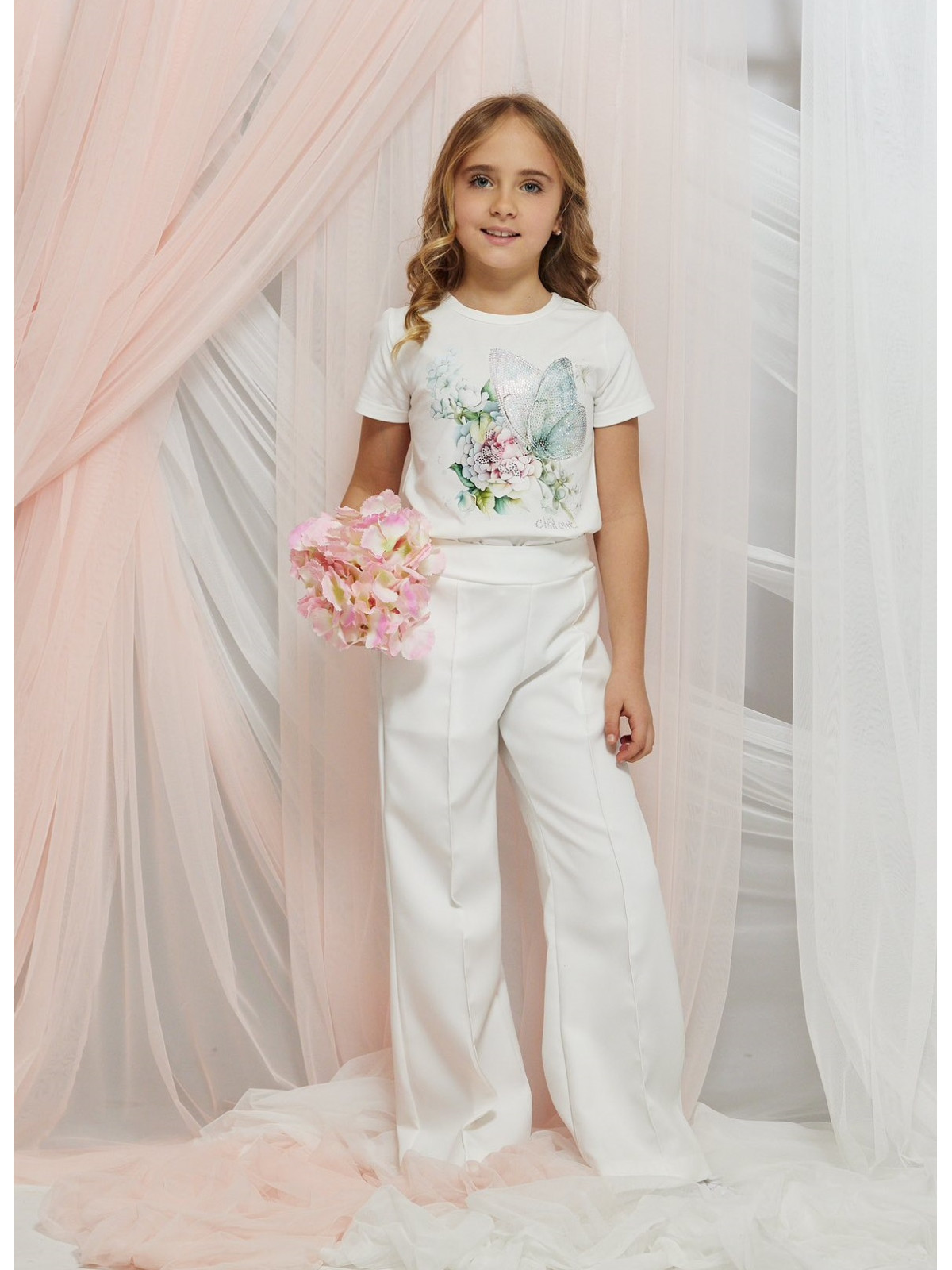 Dievčenské tričko s potlačou a zirkónmi Chill Out