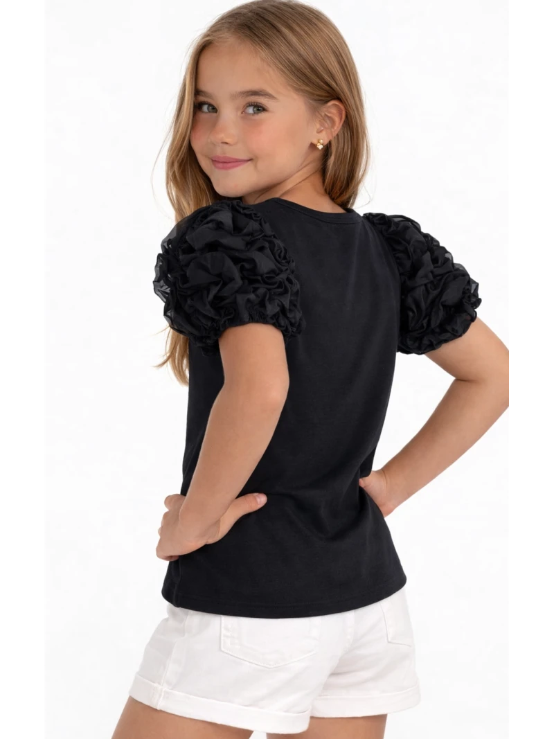 Dievčenské tričko s tylovými rukávmi