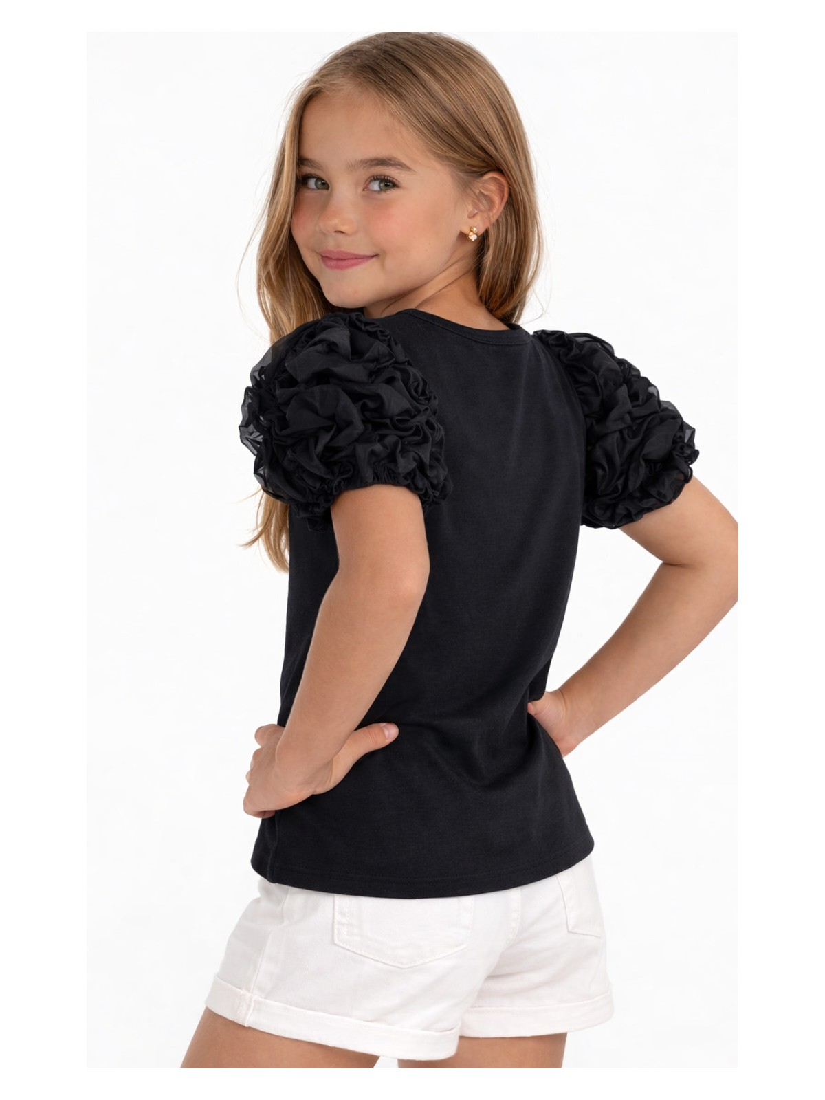 Dievčenské tričko s tylovými rukávmi
