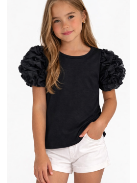 Dievčenské tričko s tylovými rukávmi