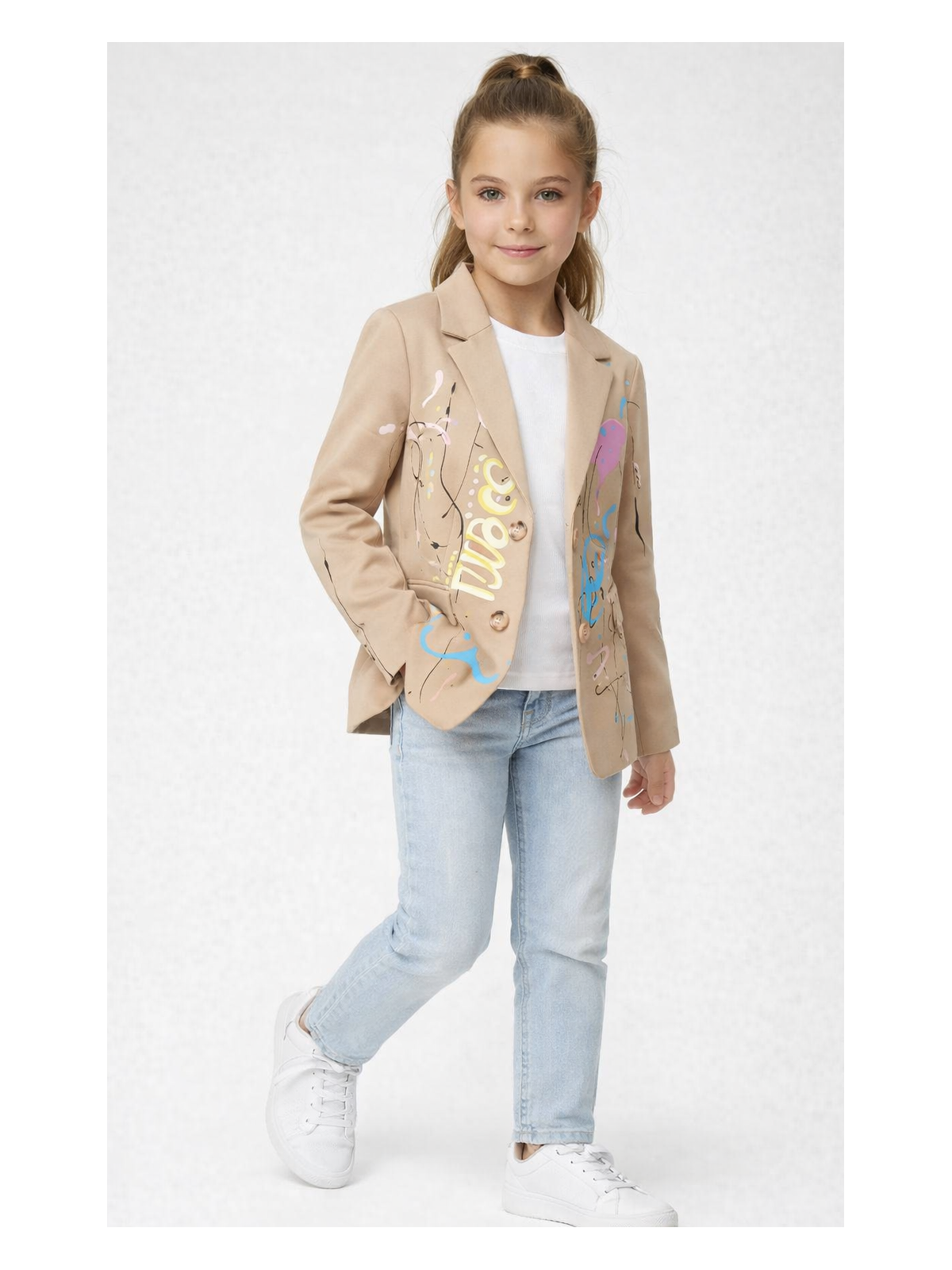 Dievčenské sako s potlačou 2 farby