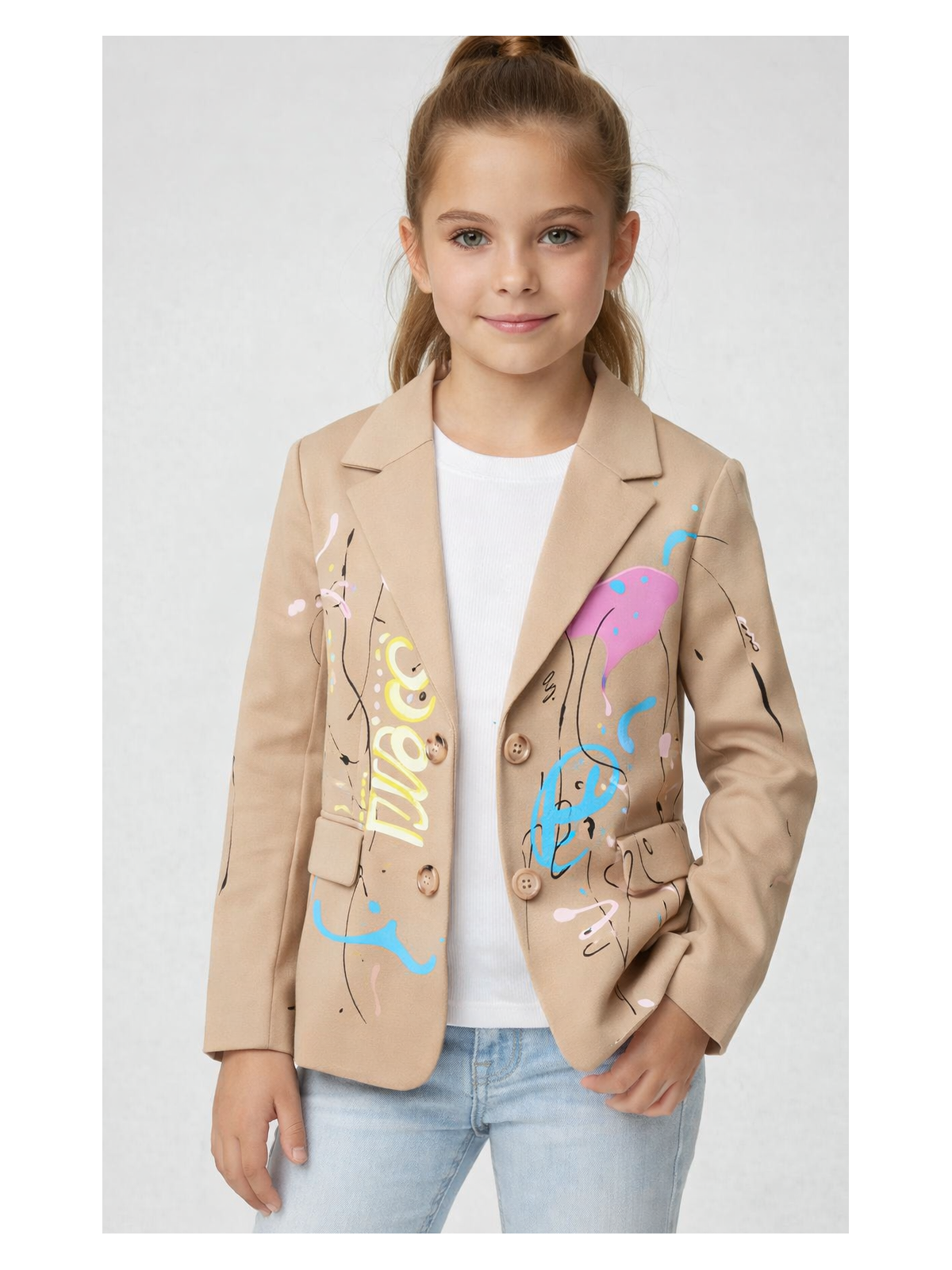 Dievčenské sako s potlačou 2 farby