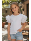 Dievčenské tričko s tylovými rukávmi