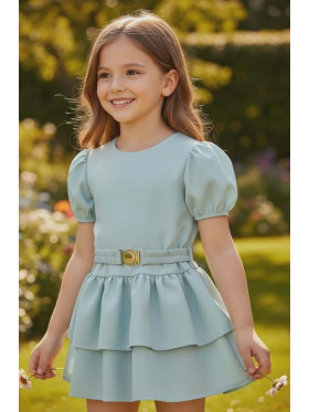Dievčenské elegantné šaty s opaskom