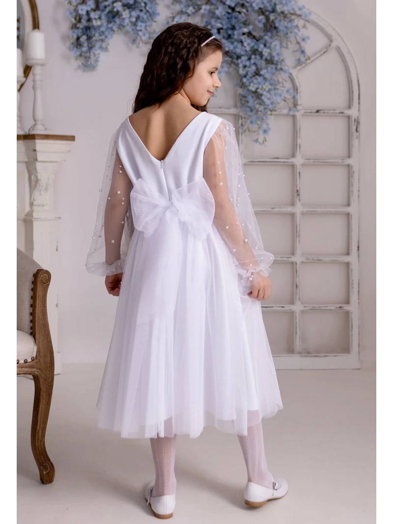 Dievčenské spoločenské šaty s perlami