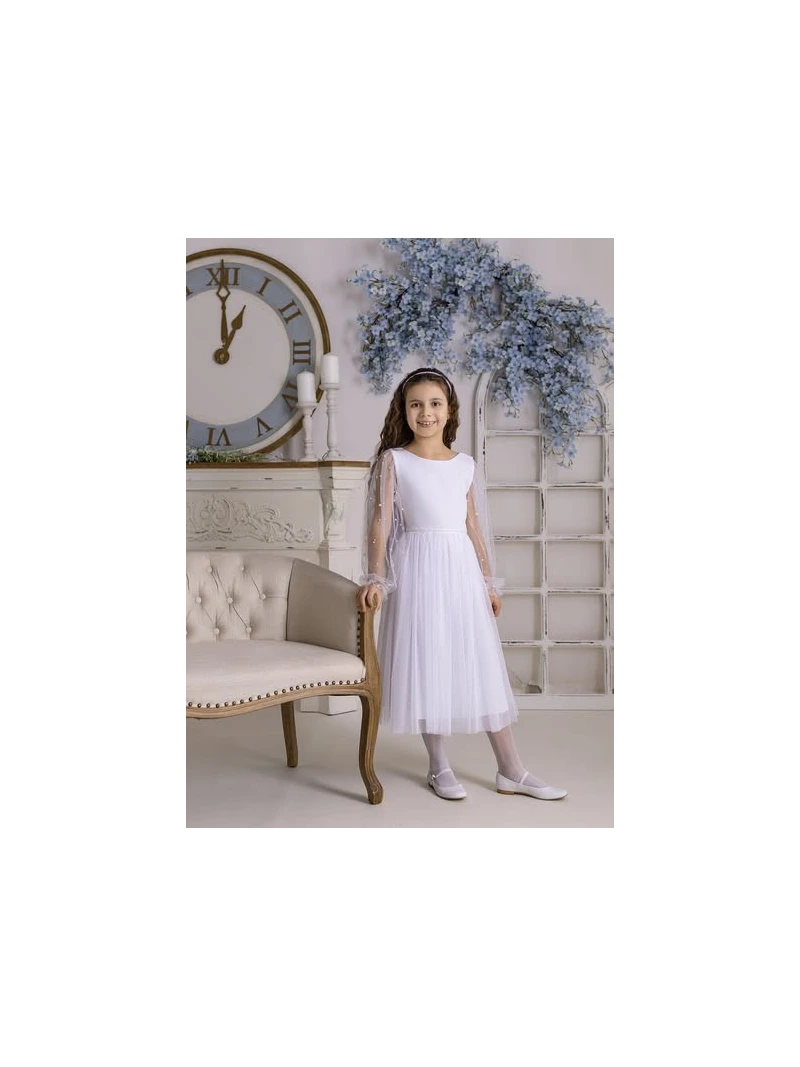 Dievčenské spoločenské šaty s perlami