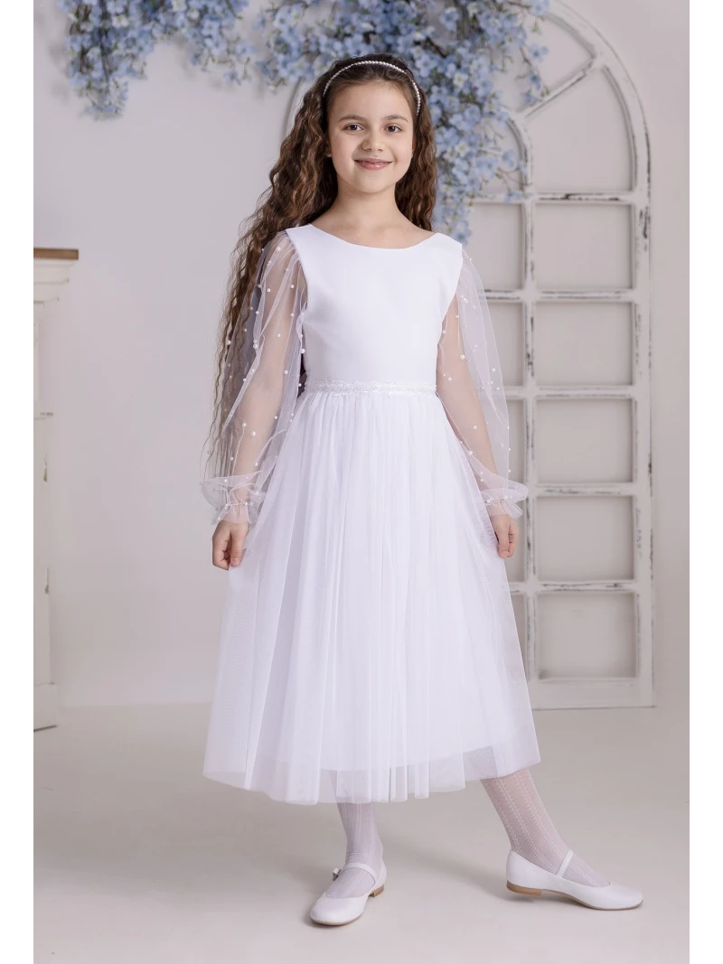 Dievčenské spoločenské šaty s perlami