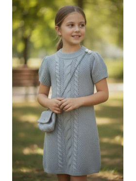 Dievčenské svetríkové šaty s kabelkou
