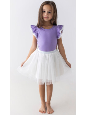 Dievčenské tričko s volánmi a čipkou