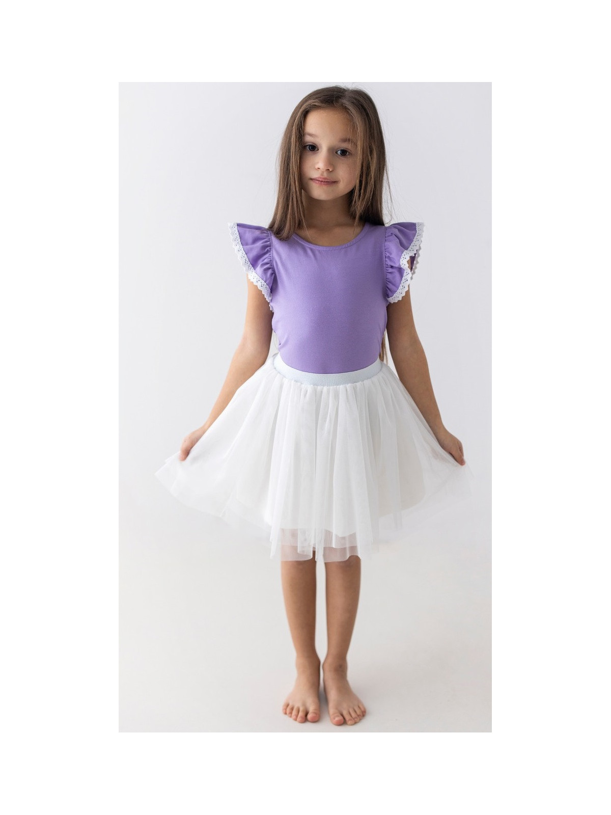 Dievčenské tričko s volánmi a čipkou