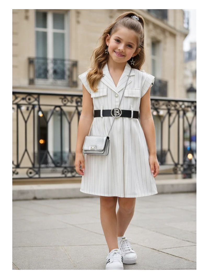 Dievčenské letné šaty s opaskom