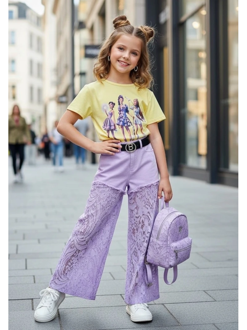 Dievčenské nohavice s čipkou 2 farby