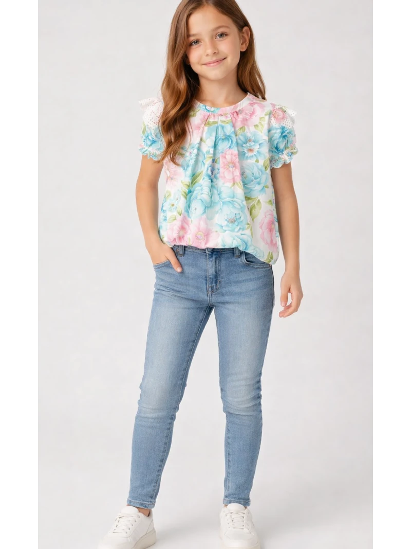 Dievčenská blúzka s kvetinovou potlačou