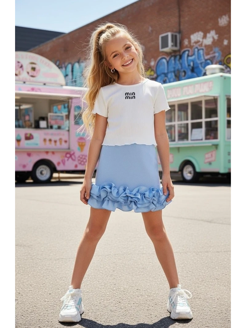 Dievčenská sukňa s volánmi 2 farby