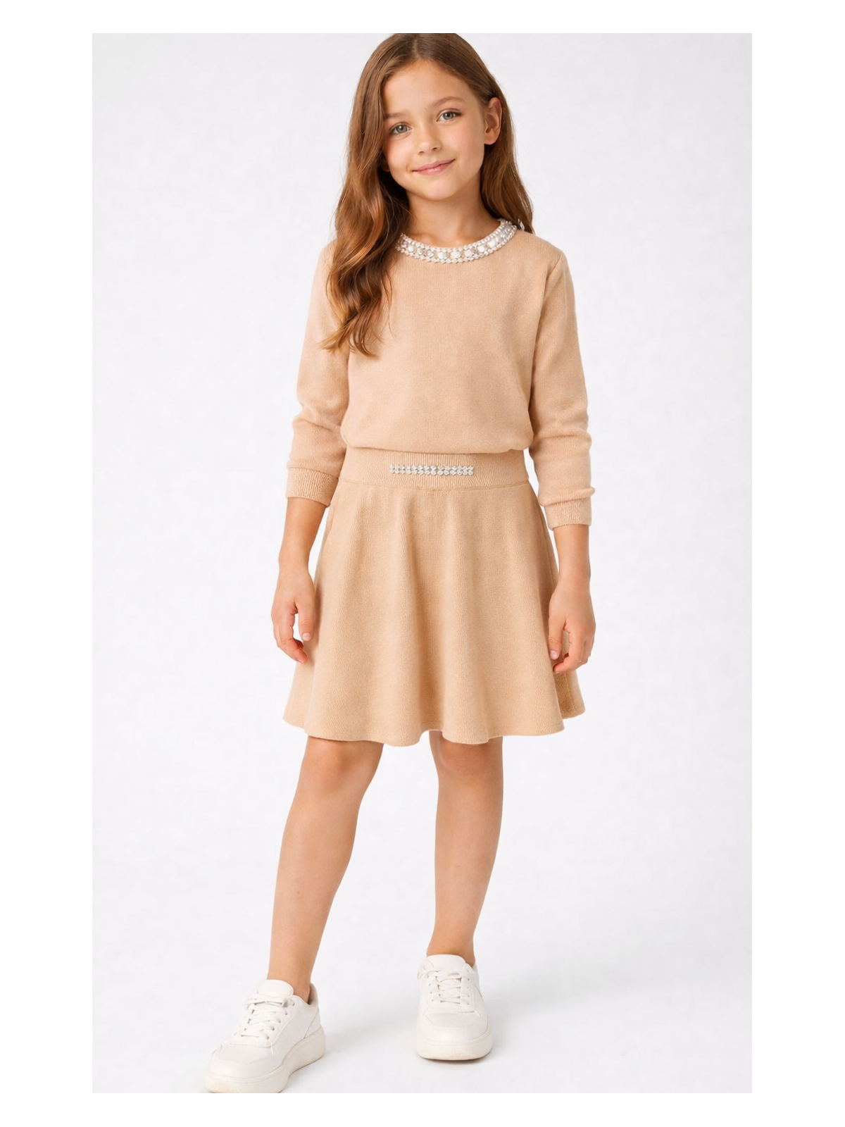 Dievčenská úpletová sukňa so štrasom